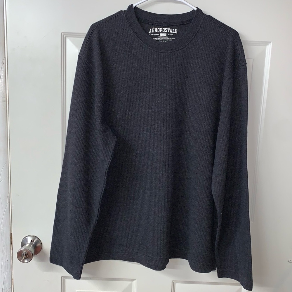 Aeropostale EUC Gray Ribbed Crewneck Pullover Sweater size L